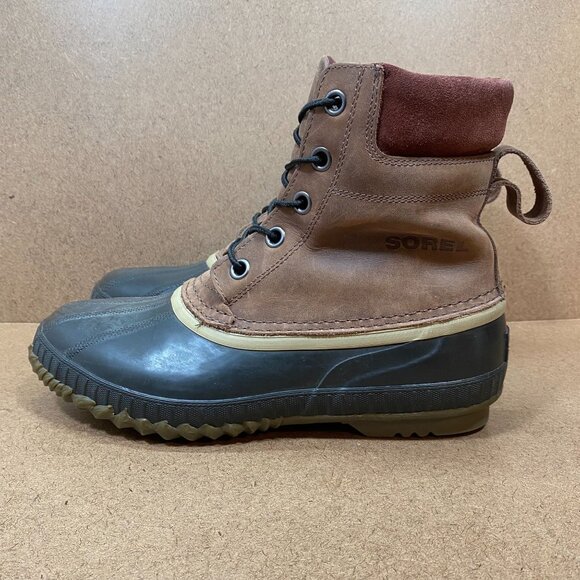 Sorel Mens Cheynne Waterproof Leather Duck Boots Size 10 Brown & Black Outdoor - Picture 1 of 8